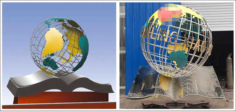 不銹鋼地球，景觀地球雕塑，學校地球儀擺件