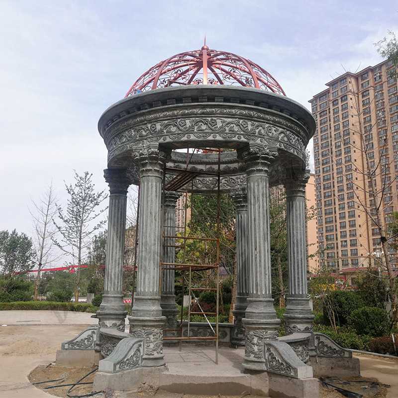 歐式景觀涼亭，小區花園休息亭子，石雕景觀亭子，綠色景觀涼亭1.jpg
